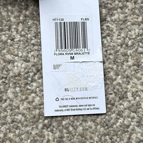 NWT HURLEY SWIM juniors sz M Reversible Floral cutout Strip Mixed Print - Picture 4 of 10